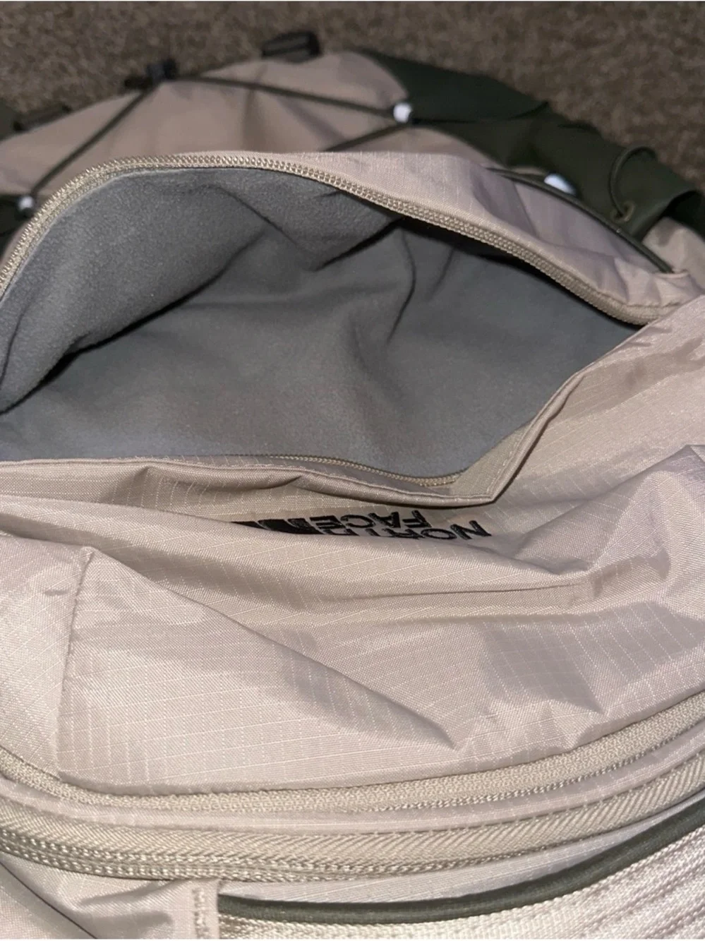 The North Face Light Beige Backpack - Neutral Cream Exterior